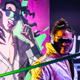 “Bad Boy” Joey Janela, flanked by his comic book-style banner, prepares for action in the titular dojo.